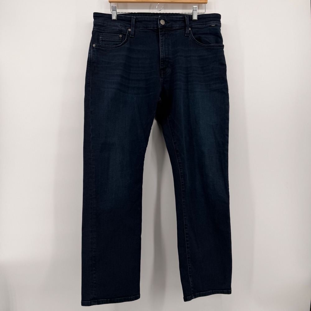 Mavi Zach Straight Leg Jeans Mens 36x30 Dark Wash Blue Denim Stretch